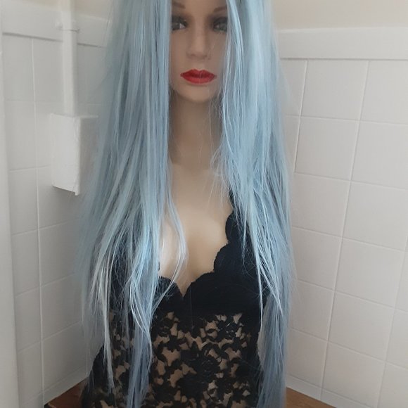 Scene wig EMO Wig silver blue lace front wig gothic - Picture 6 of 8